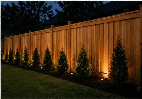 Custom cedar privacy fence at luxury home in Northwest Arkansas